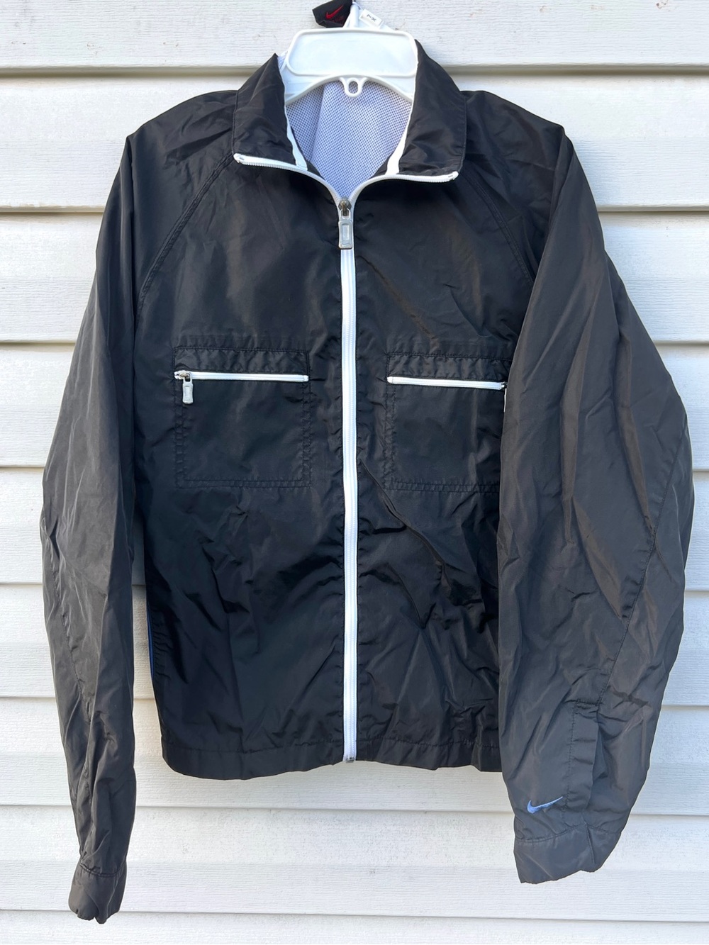 NICE Vintage Nike size Large Womens Jacket Windbreaker Black Blue